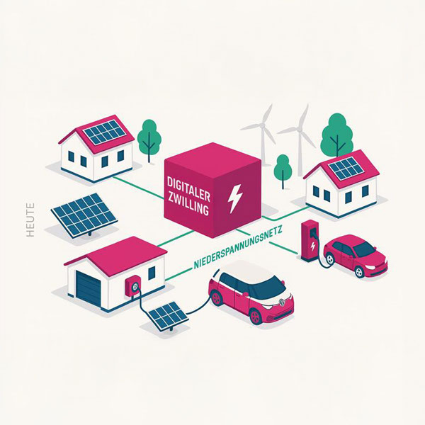 Funktionsschema der Energieflüsse im Stromnetz. 